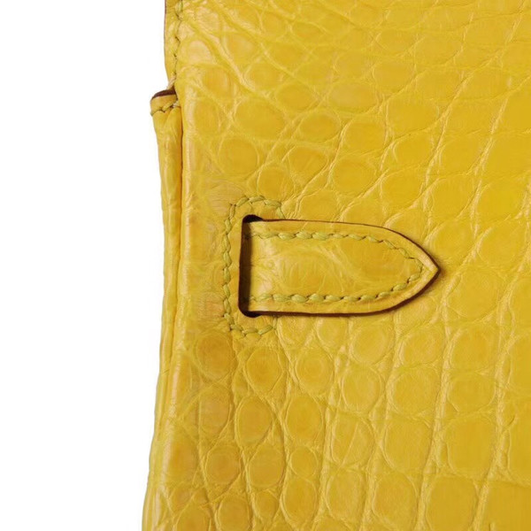 Hermes Soleil Yellow Birkin Bag 25cm Niloticus Crocodile Leather Gold Hardware