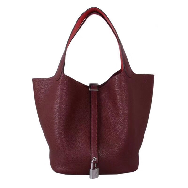 Hermes Rouge H/Rough VF Picotin Lock MM Togo Leather Bag