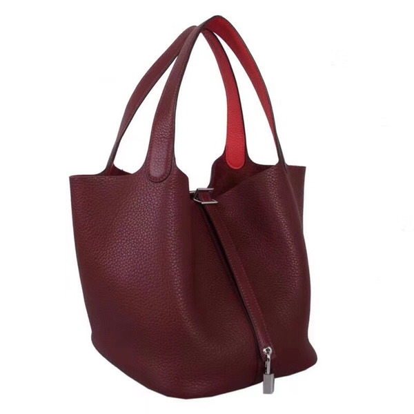 Hermes Rouge H/Rough VF Picotin Lock MM Togo Leather Bag
