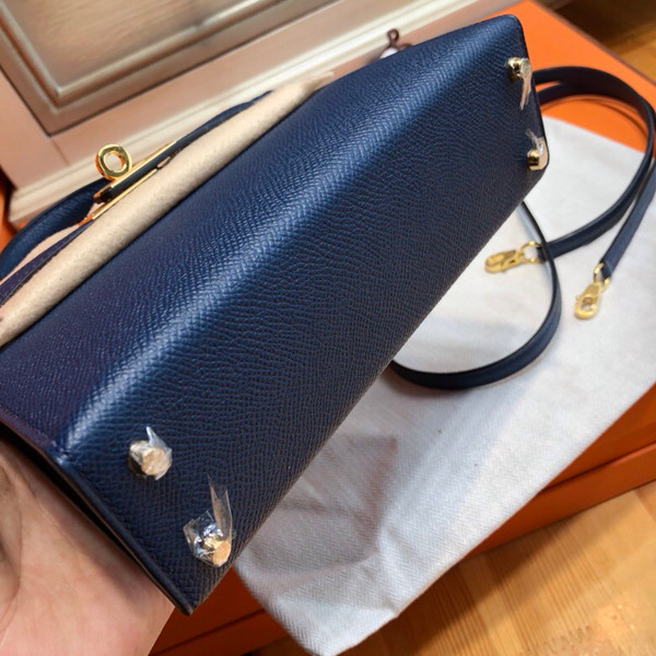 Hermes  Blue Royale Mini Kelly II 20 Epsom  Gold Hardware