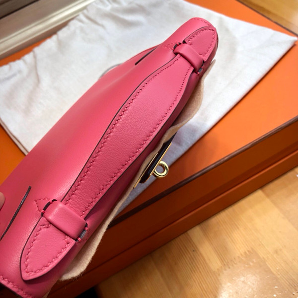 Hermès  8W Rose Azalee Mini Kelly Pochette Swift leather Gold hardware