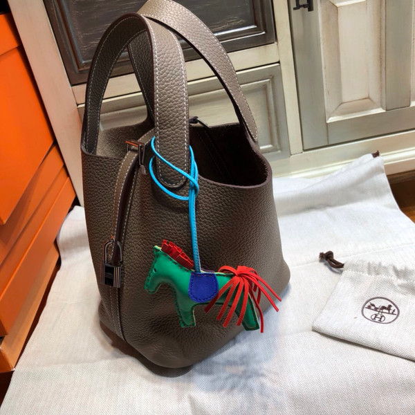Hermes Etoupe Picotin Lock 18 Togo Leather Bag