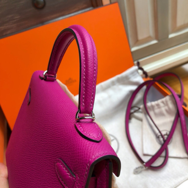 Hermes  L3 Rose Purple Mini Kelly II 20 Epsom  Palladium Hardware