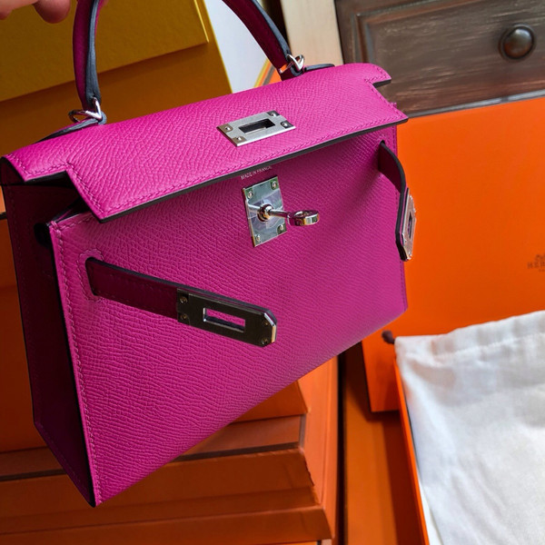 Hermes  L3 Rose Purple Mini Kelly II 20 Epsom  Palladium Hardware