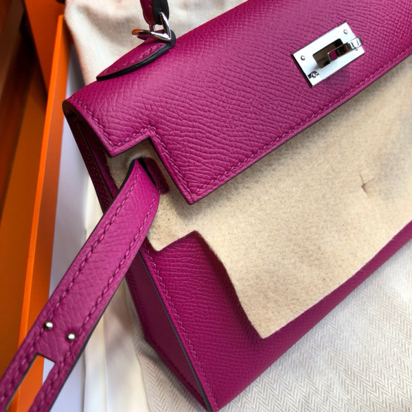 Hermes  L3 Rose Purple Mini Kelly II 20 Epsom  Palladium Hardware