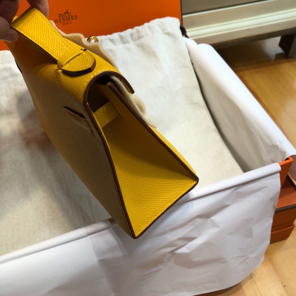 Hermès  9D Amber Mini Kelly Pochette Epsom leather Gold hardware