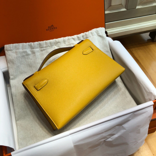 Hermès  9D Amber Mini Kelly Pochette Epsom leather Gold hardware