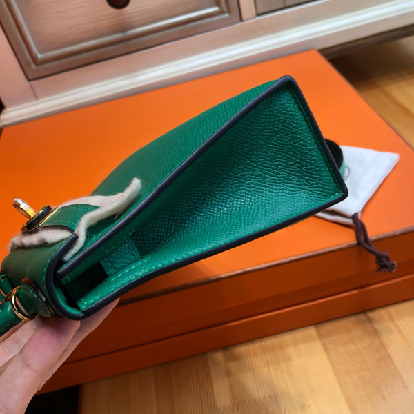 Hermès Z6 Malachite  Mini Kelly  Epsom leather Gold hardware