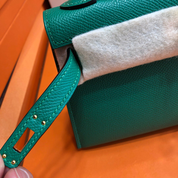 Hermès Z6 Malachite  Mini Kelly  Epsom leather Gold hardware