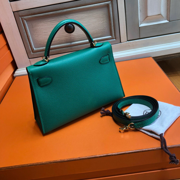 Hermès Z6 Malachite  Mini Kelly  Epsom leather Gold hardware