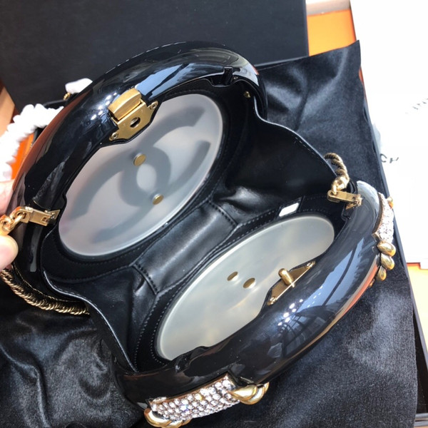 Chanel A MÉTIERS D’ART RUNWAY PARIS-HAMBURG BLACK LUCITE, STRASS & GOLD RUDDER EVENING BAG