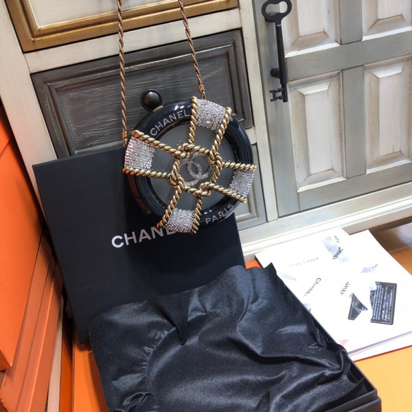 Chanel A MÉTIERS D’ART RUNWAY PARIS-HAMBURG BLACK LUCITE, STRASS & GOLD RUDDER EVENING BAG