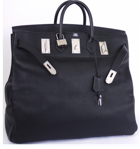 Hermes Black Taurillon Clemence 50cm Hac Birkin Bag 50