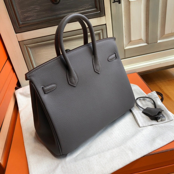 Hermes 81 Gris Tourterelle Birkin 25cm Togo Palladium Hardware