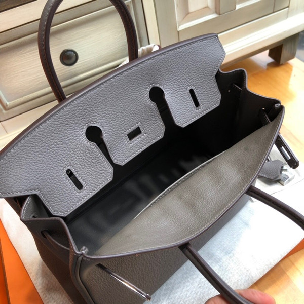 Hermes 81 Gris Tourterelle Birkin 25cm Togo Palladium Hardware