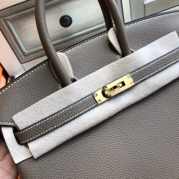  Hermes 18 Etoupe Birkin 25 Togo leather Gold Hardware