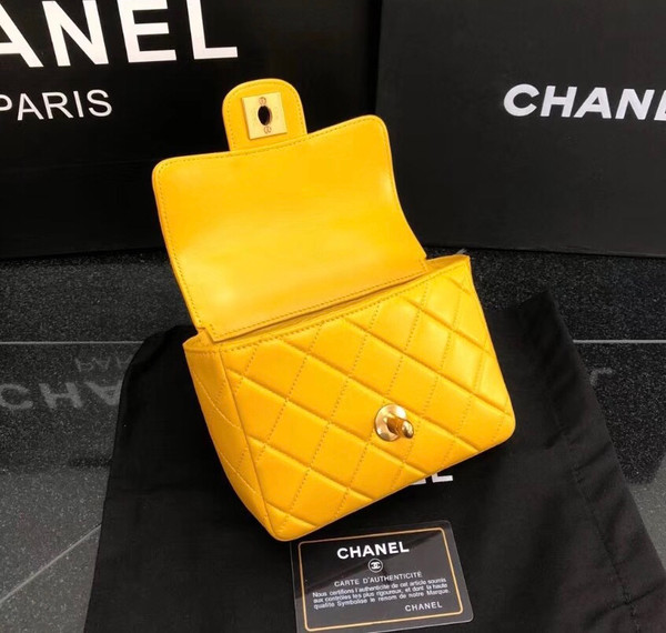 Chanel vintage duo flap bag Yellow