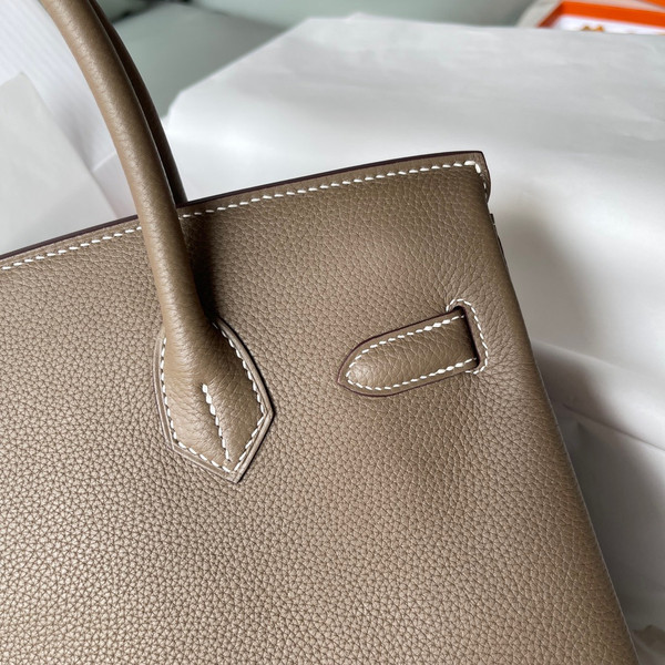 Hermès 18 Etoupe Birkin 30 cm Togo Leather Palladium Hardware