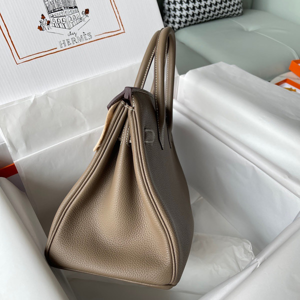 Hermès 18 Etoupe Birkin 30 cm Togo Leather Palladium Hardware