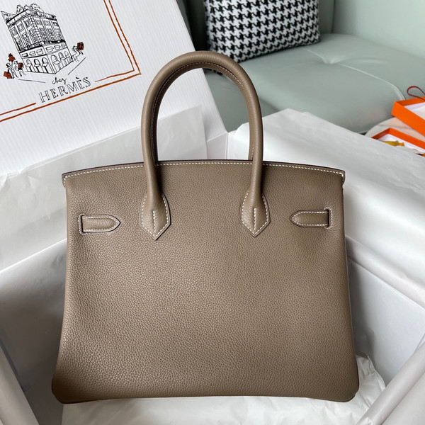Hermès 18 Etoupe Birkin 30 cm Togo Leather Palladium Hardware