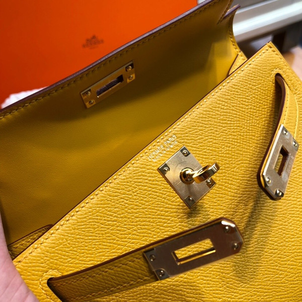 Hermès  9D Amber Mini Kelly II Epsom leather Palladium hardware