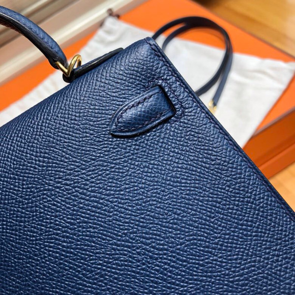 Hermes  73 Blue Sapphire Mini Kelly II 20 Epsom  Gold Hardware