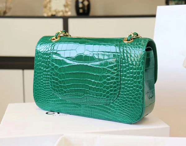 Chanel Emerald Shinny Alligator Flap Bag