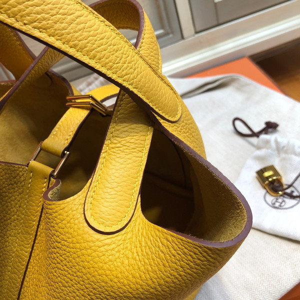 Hermes 9V Sun Yellow  Picotin Lock 18 Togo Leather Bag