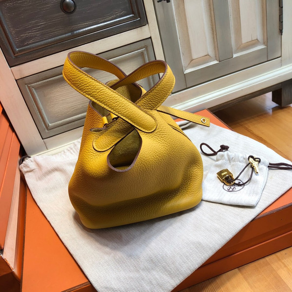 Hermes 9V Sun Yellow  Picotin Lock 18 Togo Leather Bag
