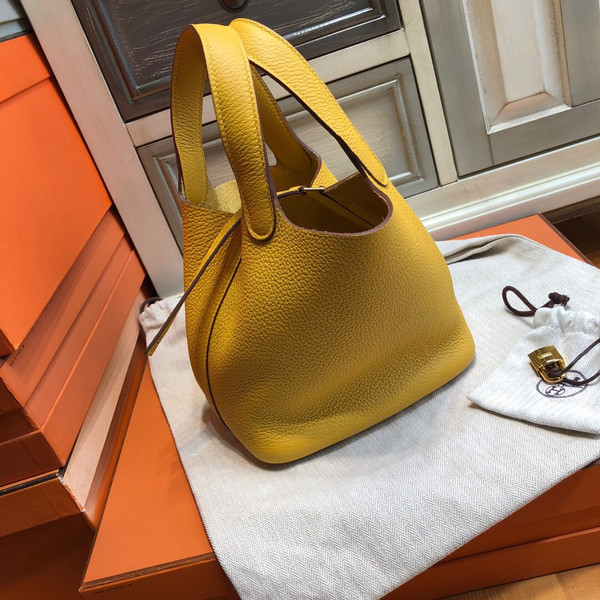Hermes 9V Sun Yellow  Picotin Lock 18 Togo Leather Bag