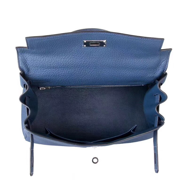 Hermès 73 Blue Sapphire Kelly 28 Epsom Palladium Hardware