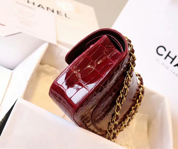 Chanel Red  Shinny Alligator Mini Flap Bag