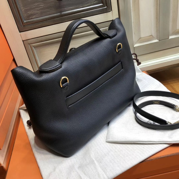Hermes Kelly 24/24 Black Swift & Togo Leather with Gold Hardware