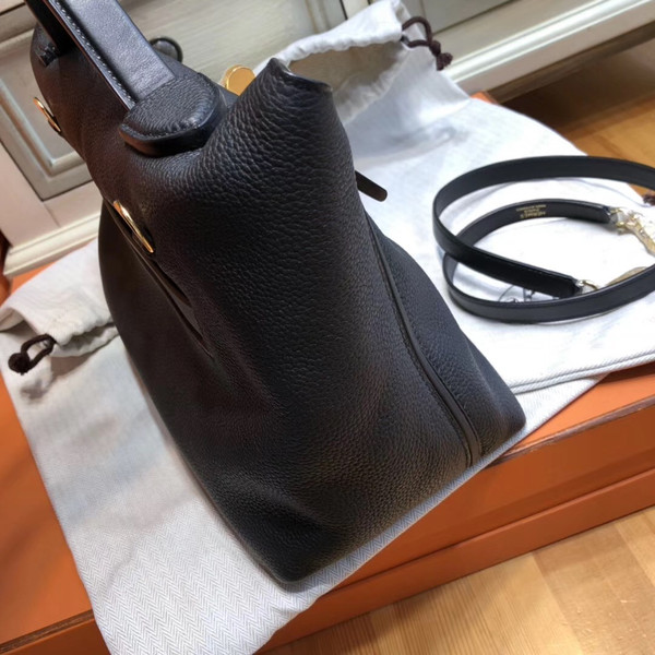 Hermes Kelly 24/24 Black Swift & Togo Leather with Gold Hardware