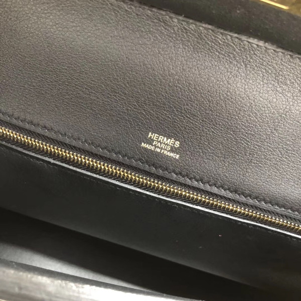 Hermes Kelly 24/24 Black Swift & Togo Leather with Gold Hardware