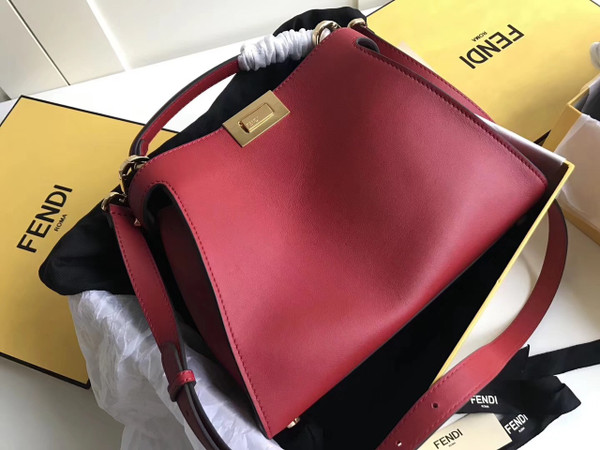 Fendi PEEKABOO X-LITE REGULAR Red leather bag