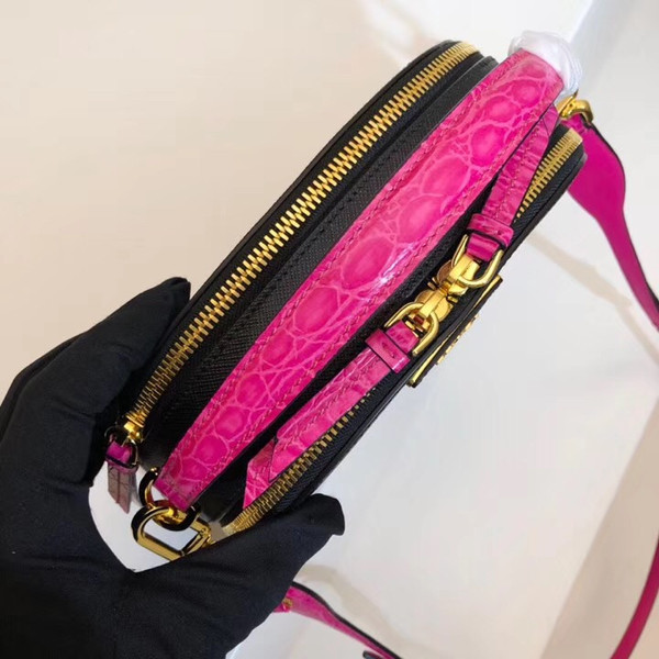 Prada Odette Saffiano leather bag Black/Pink
