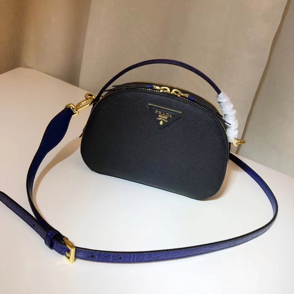Prada Odette Saffiano leather bag Black/Blue