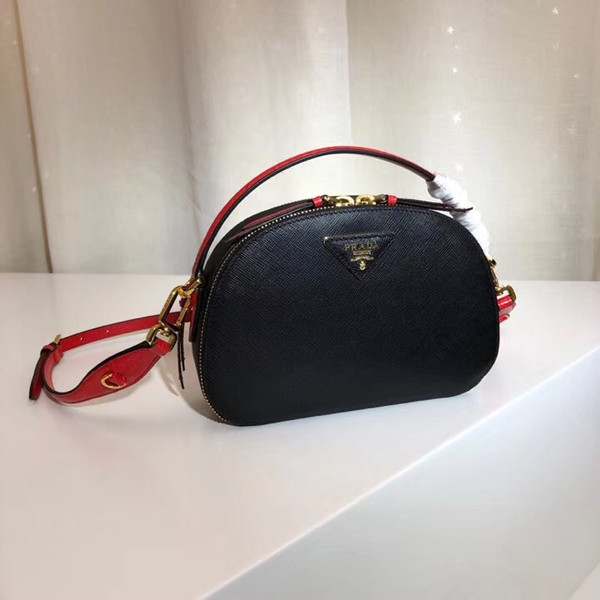 Prada Odette Saffiano leather bag Black/Red