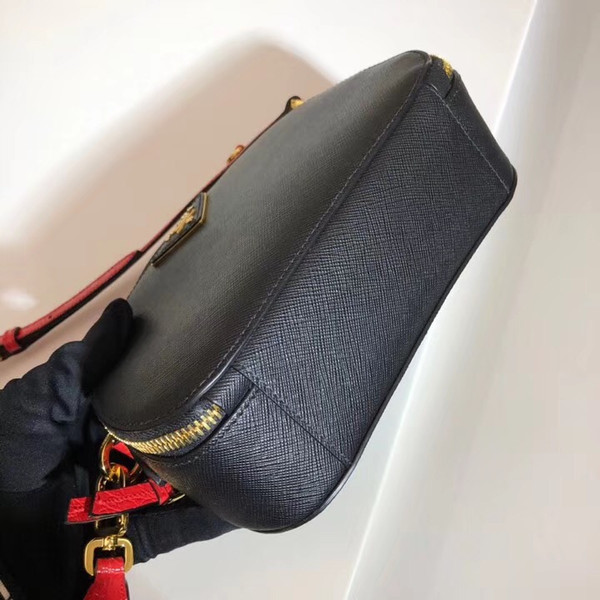 Prada Odette Saffiano leather bag Black/Red