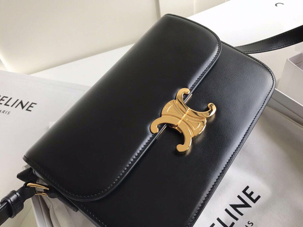 Celine MEDIUM TRIOMPHE BAG IN SHINY CALFSKIN BLACK