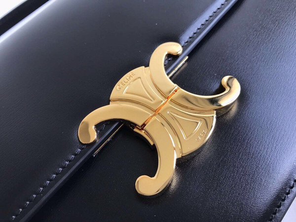 Celine MEDIUM TRIOMPHE BAG IN SHINY CALFSKIN BLACK
