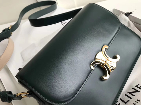 Celine MEDIUM TRIOMPHE BAG IN SHINY CALFSKIN GREEN