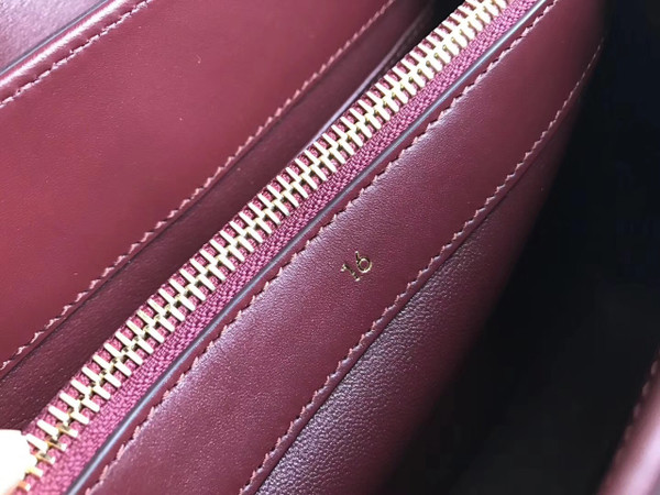 Celine  MEDIUM 16 BAG IN SATINATED CALFSKIN BLACK  LIGHT BURGUNDY