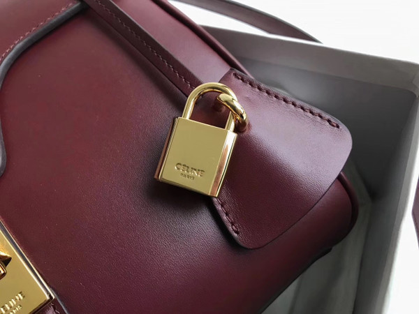 Celine  MEDIUM 16 BAG IN SATINATED CALFSKIN BLACK  LIGHT BURGUNDY