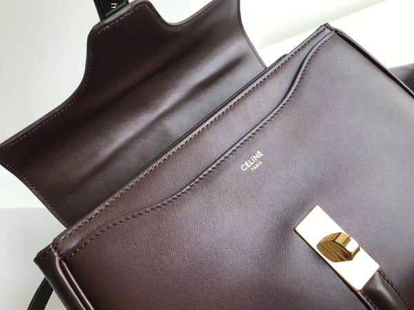 Celine  LARGE 16 BAG IN SATINATED CALFSKIN BLACK BROWN