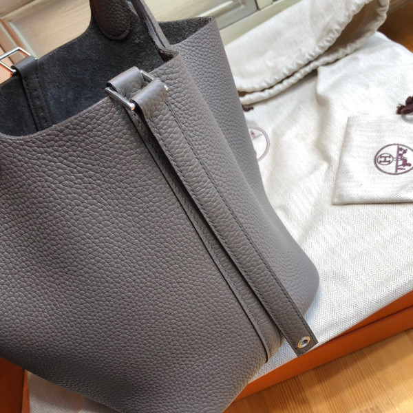 Hermes 8F Etain  Picotin Lock 18 Togo Leather Bag