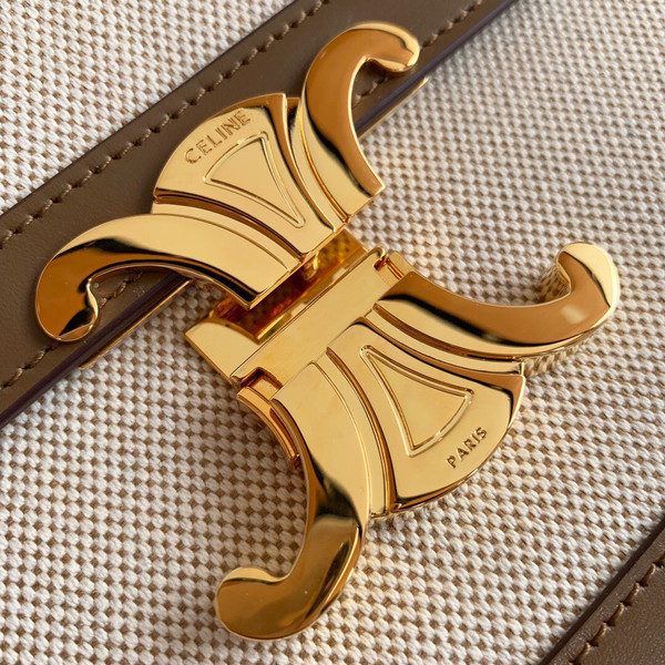 Celine LARGE TRIOMPHE BAG IN TEXTILE AND NATURAL CALFSKI