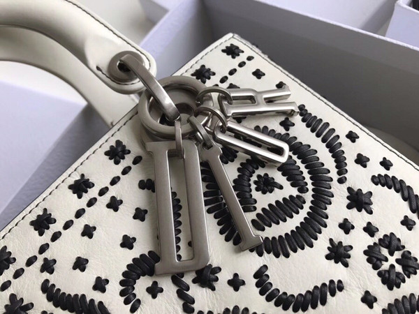 Christian Dior MINI LADY DIOR EMBROIDERED BAG White