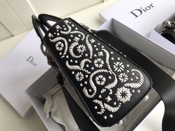 Christian Dior MINI LADY DIOR EMBROIDERED BAG Black